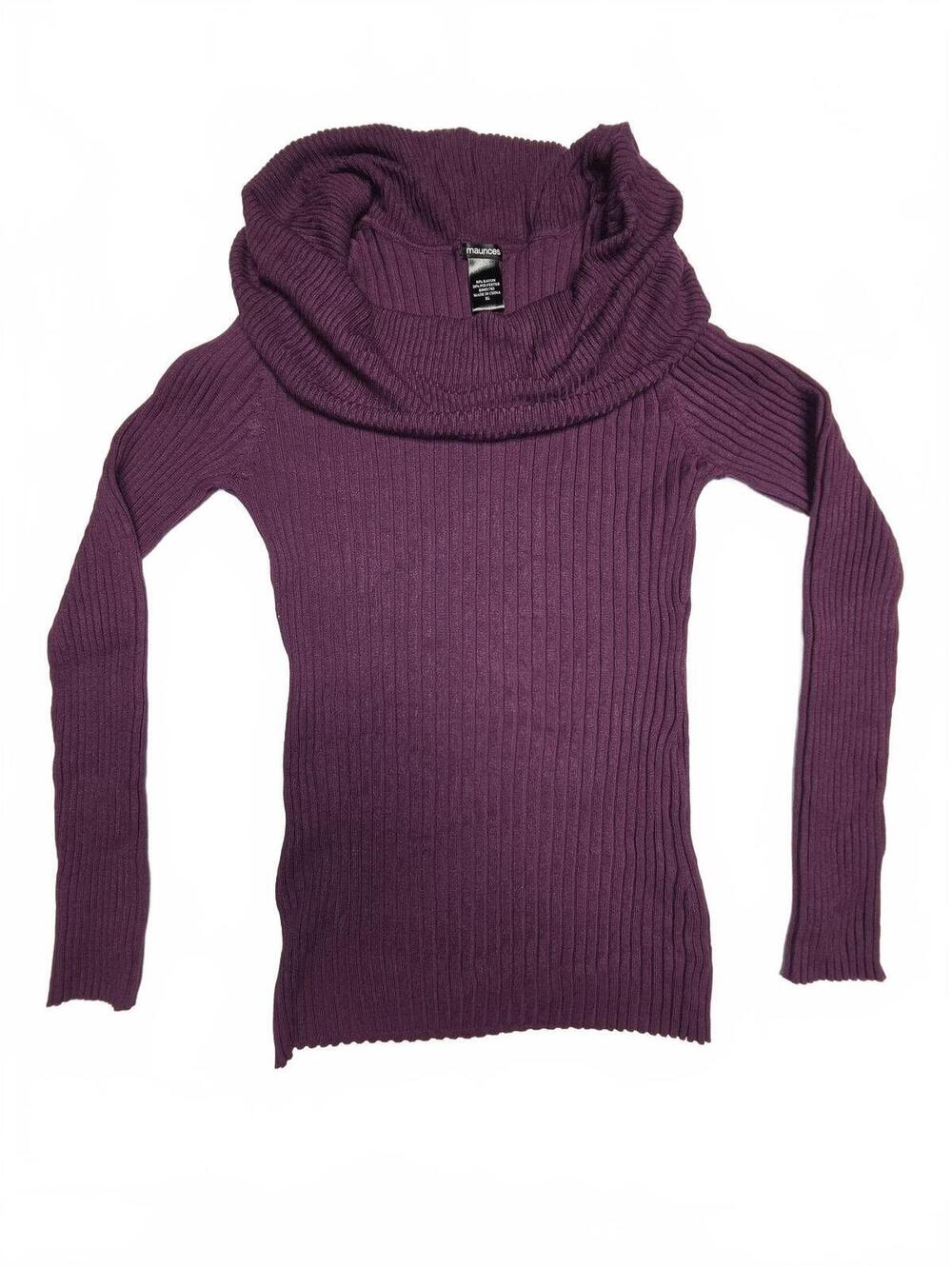 Maurices Plum Purple Ribbed Knit Cowl Neck Sweater Size XL Cozy Fall